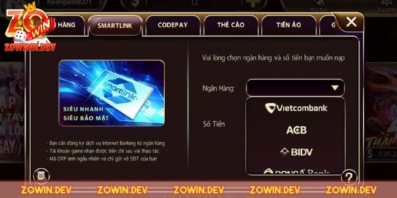 Nhập số tiền muốn nạp để thực hiện bước tiếp theo